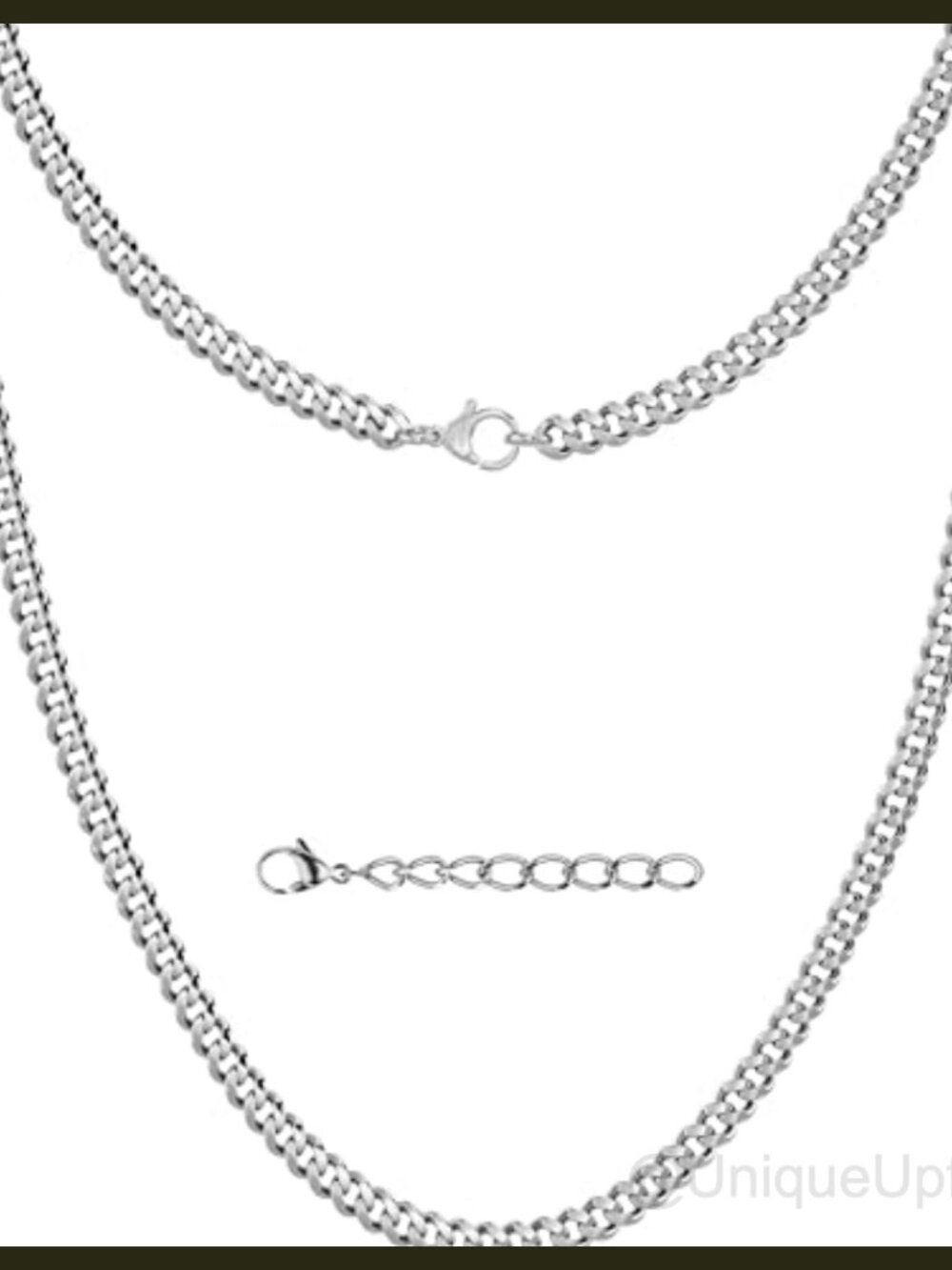 Mens Cuban Link Chain Necklace 4mm Stainless Steel Silver Plated 20"